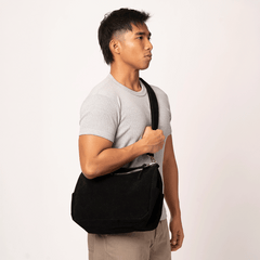 Black Suede Alco Carryall Bag