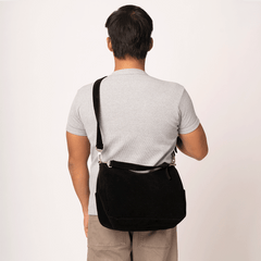 Black Suede Alco Carryall Bag