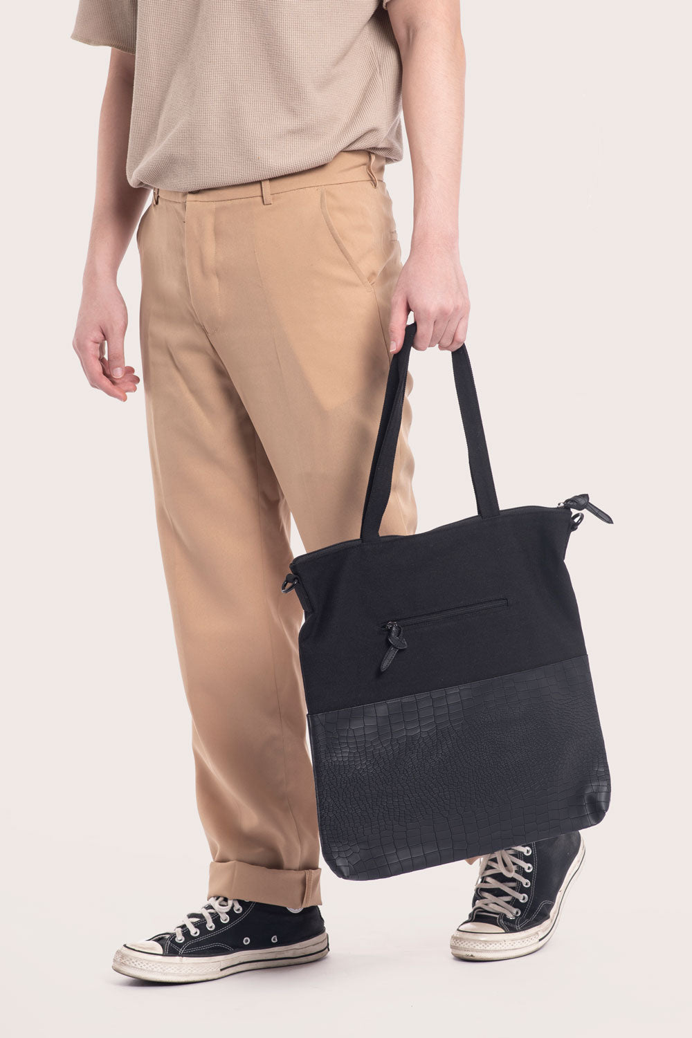 Black and Croc Tote Bag