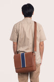 Striped Tan Messenger Bag